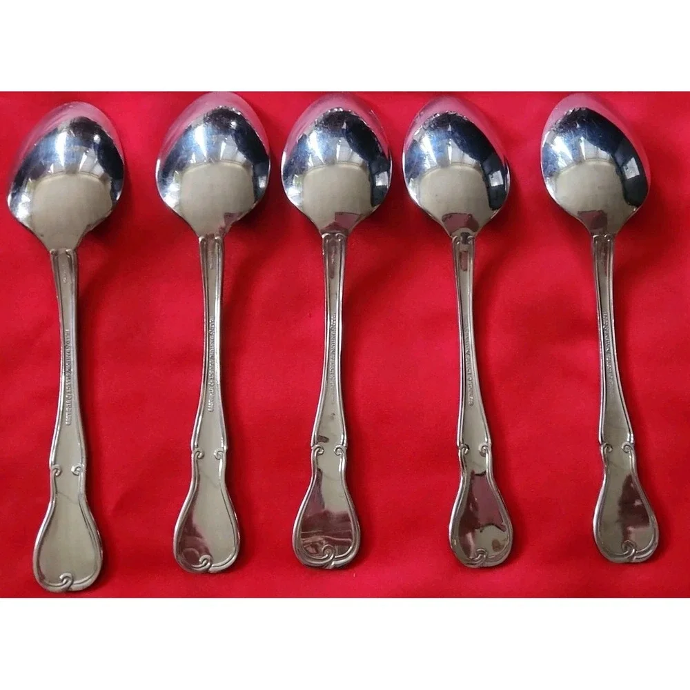 Reed & Barton Regents Park Stainless Oval Soup Spoons Lot of 5 Silver Flatware